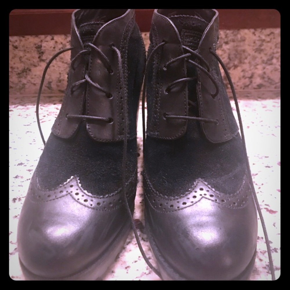 Sperry Black Suede/ Leather Booties